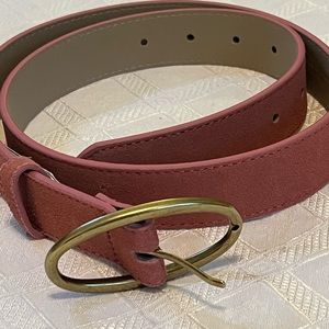 LOFT NWT Pink Suede Belt Size Size S Gold Oval Buckle